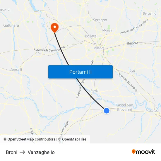 Broni to Vanzaghello map