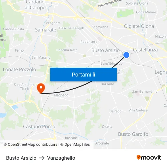 Busto Arsizio to Vanzaghello map