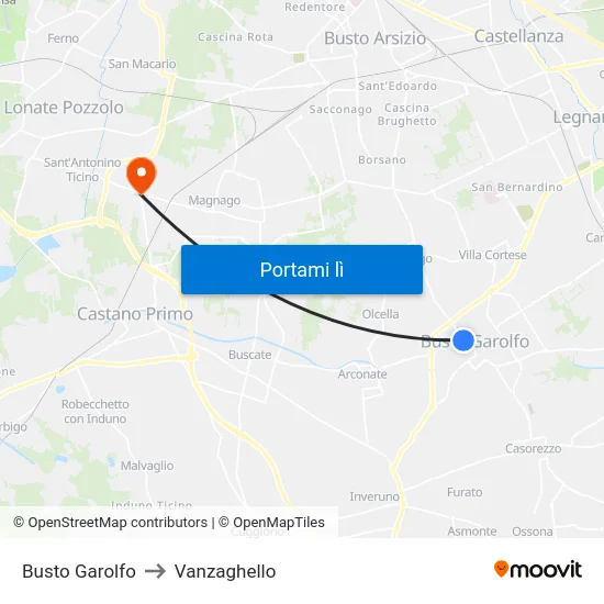 Busto Garolfo to Vanzaghello map
