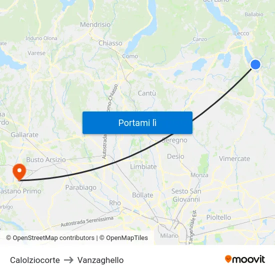 Calolziocorte to Vanzaghello map