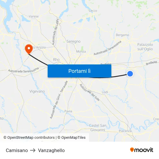 Camisano to Vanzaghello map