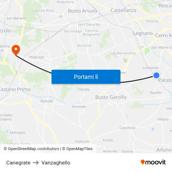 Canegrate to Vanzaghello map