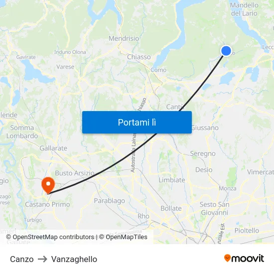 Canzo to Vanzaghello map