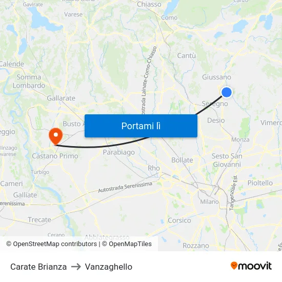 Carate Brianza to Vanzaghello map