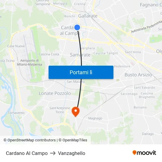 Cardano Al Campo to Vanzaghello map