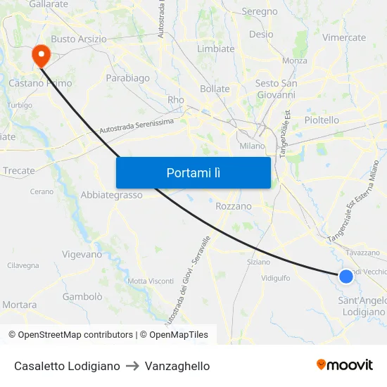Casaletto Lodigiano to Vanzaghello map
