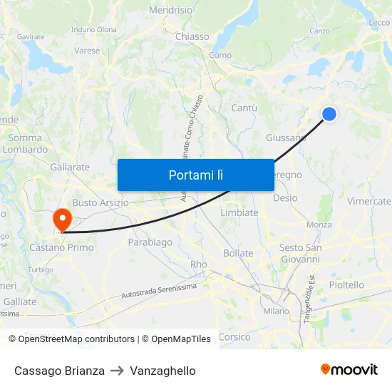 Cassago Brianza to Vanzaghello map