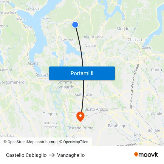 Castello Cabiaglio to Vanzaghello map
