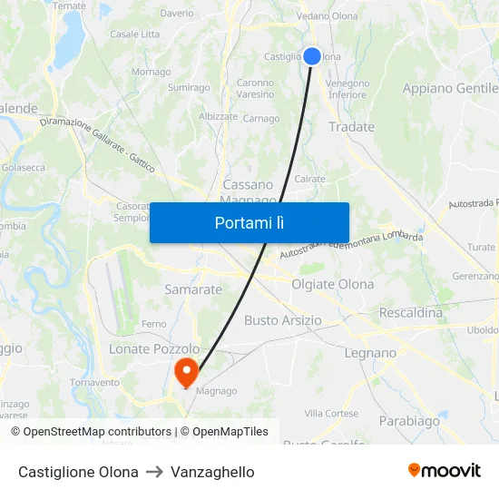 Castiglione Olona to Vanzaghello map
