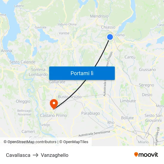 Cavallasca to Vanzaghello map