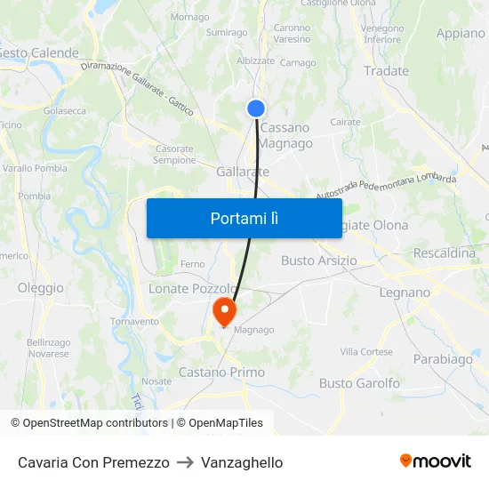 Cavaria Con Premezzo to Vanzaghello map