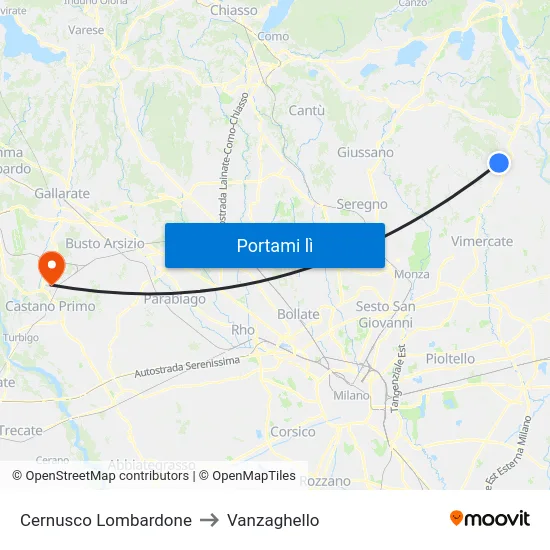 Cernusco Lombardone to Vanzaghello map