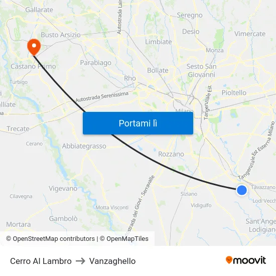 Cerro Al Lambro to Vanzaghello map
