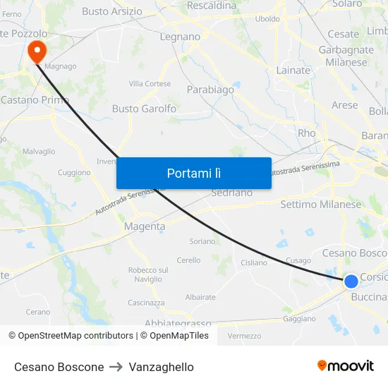 Cesano Boscone to Vanzaghello map