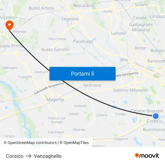 Corsico to Vanzaghello map