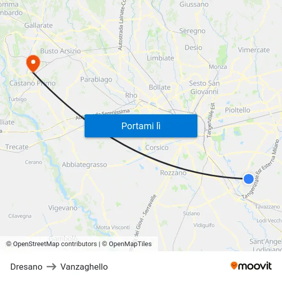 Dresano to Vanzaghello map