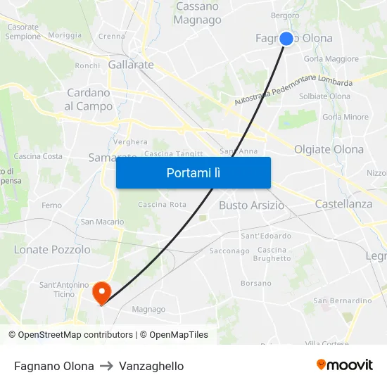 Fagnano Olona to Vanzaghello map