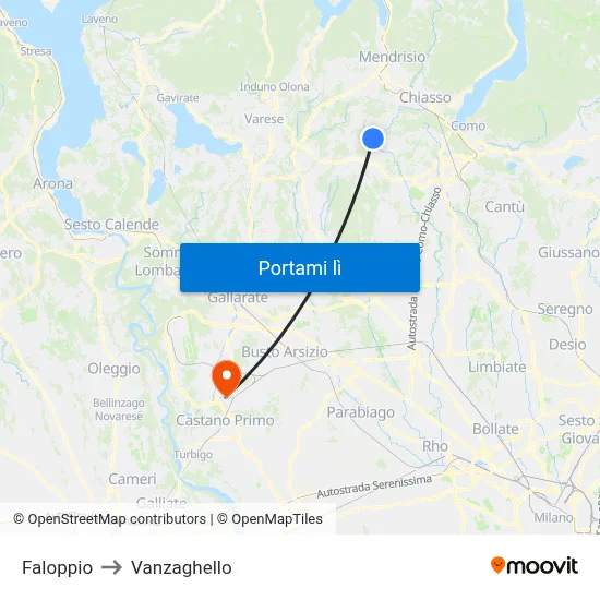 Faloppio to Vanzaghello map