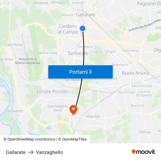 Gallarate to Vanzaghello map