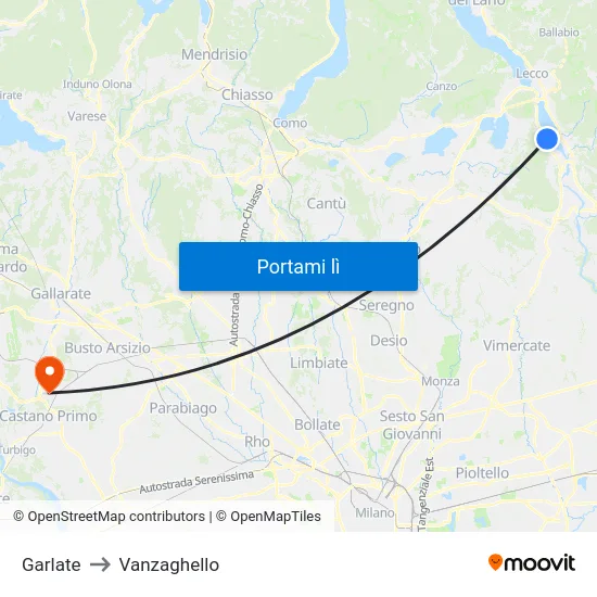 Garlate to Vanzaghello map