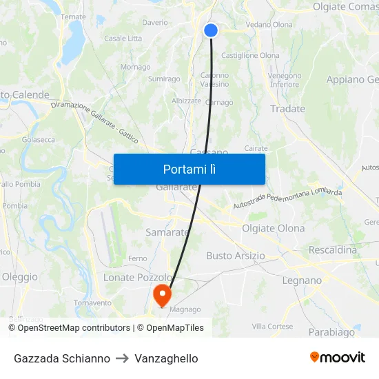 Gazzada Schianno to Vanzaghello map