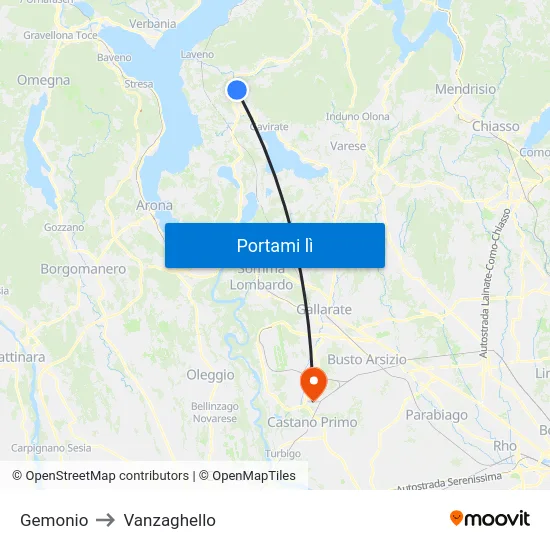 Gemonio to Vanzaghello map