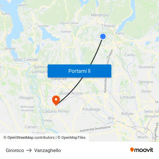 Gironico to Vanzaghello map