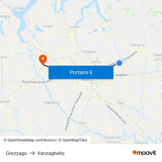 Grezzago to Vanzaghello map