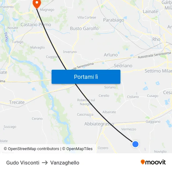 Gudo Visconti to Vanzaghello map