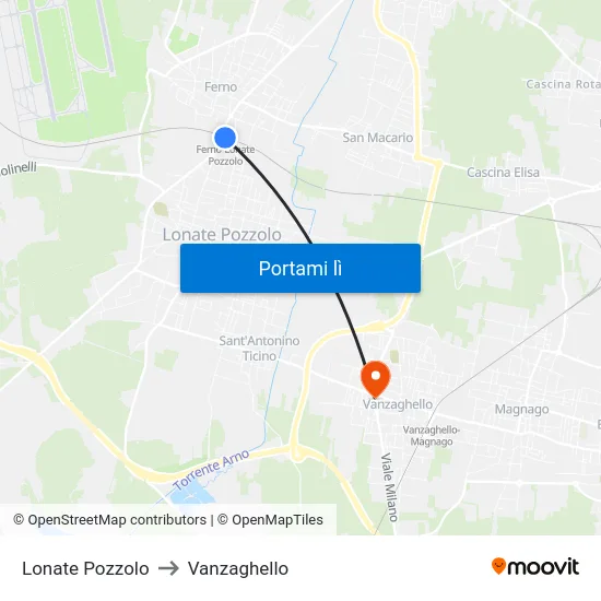 Lonate Pozzolo to Vanzaghello map