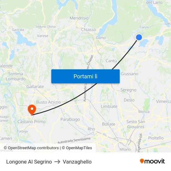 Longone Al Segrino to Vanzaghello map