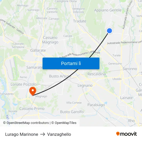 Lurago Marinone to Vanzaghello map