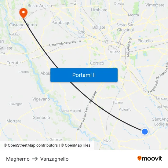 Magherno to Vanzaghello map
