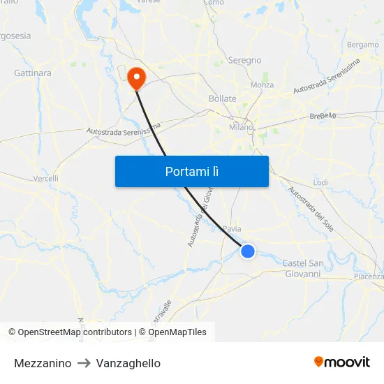Mezzanino to Vanzaghello map