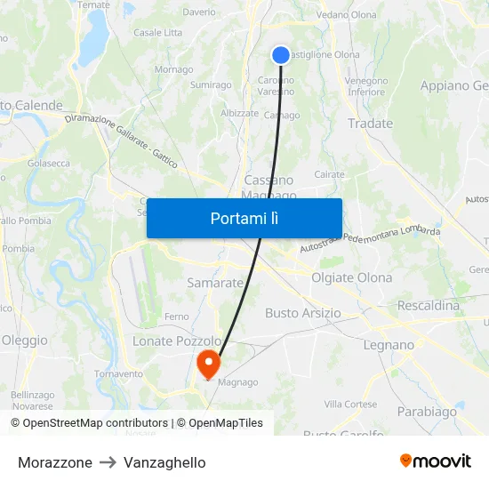 Morazzone to Vanzaghello map