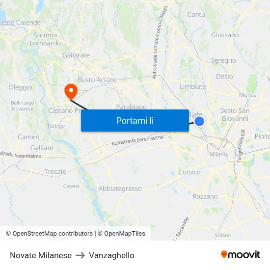 Novate Milanese to Vanzaghello map