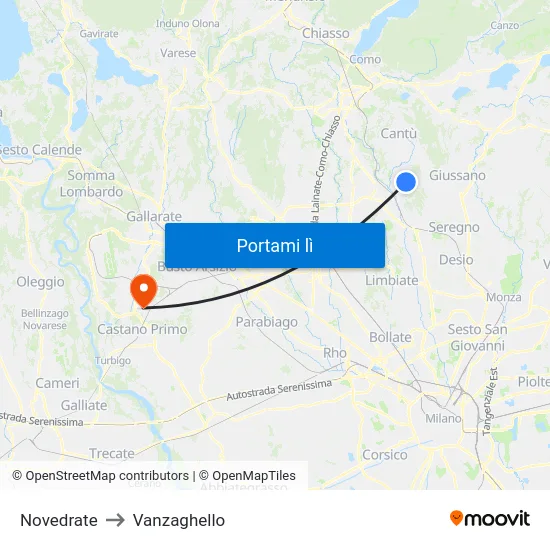 Novedrate to Vanzaghello map