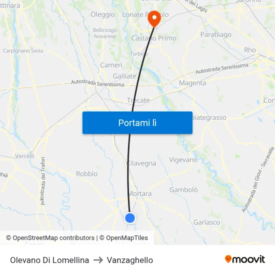 Olevano Di Lomellina to Vanzaghello map
