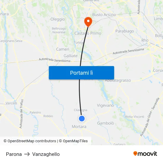 Parona to Vanzaghello map