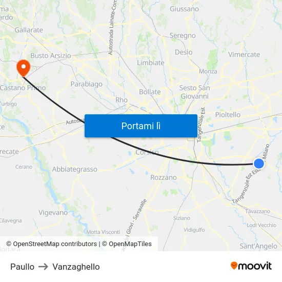 Paullo to Vanzaghello map