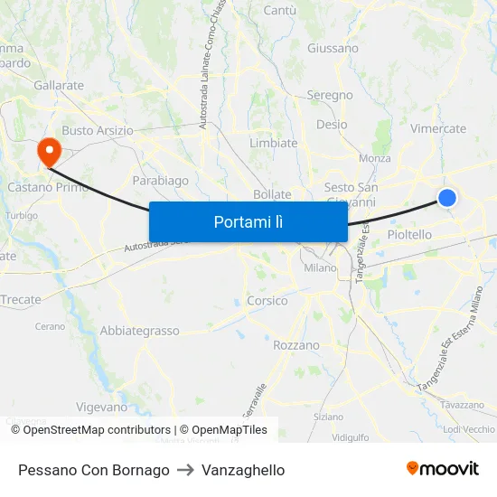 Pessano Con Bornago to Vanzaghello map