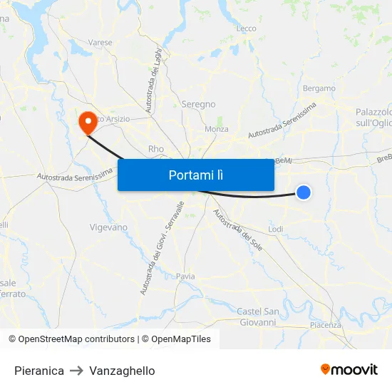 Pieranica to Vanzaghello map