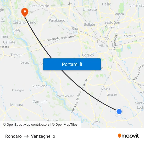 Roncaro to Vanzaghello map