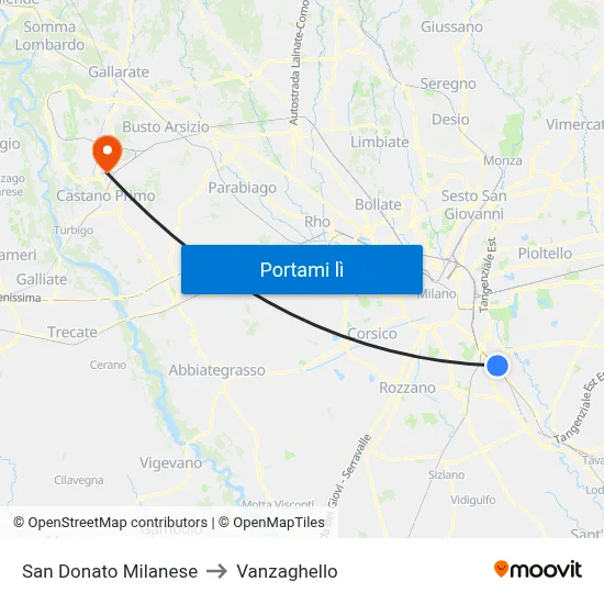 San Donato Milanese to Vanzaghello map