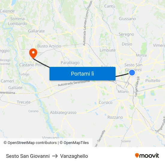 Sesto San Giovanni to Vanzaghello map