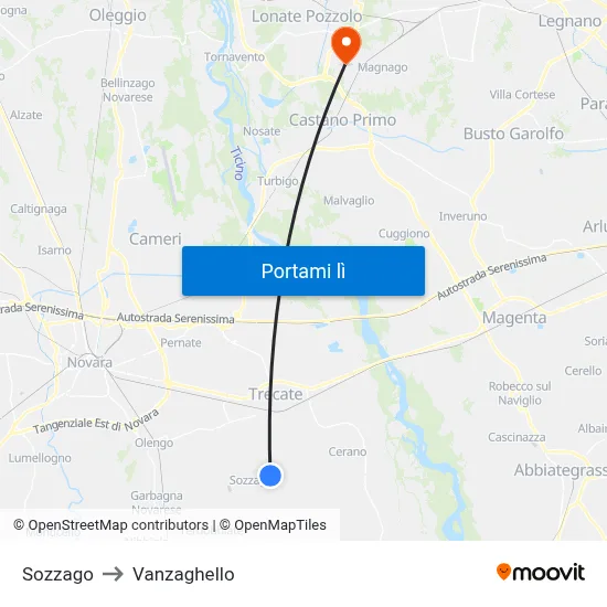 Sozzago to Vanzaghello map