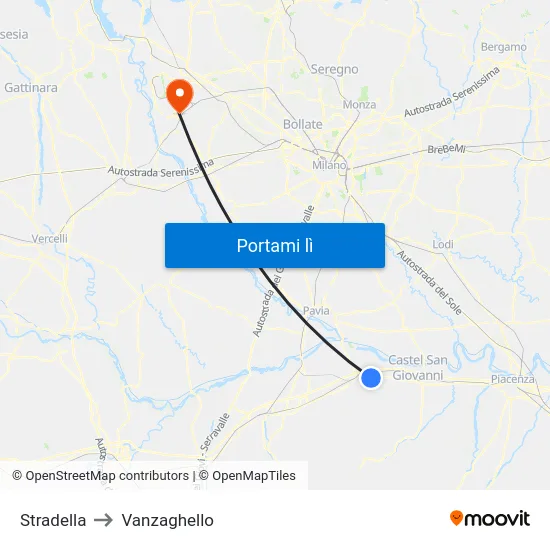 Stradella to Vanzaghello map
