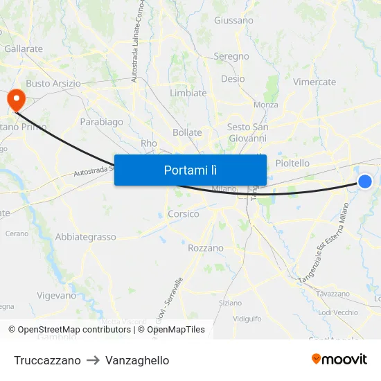 Truccazzano to Vanzaghello map