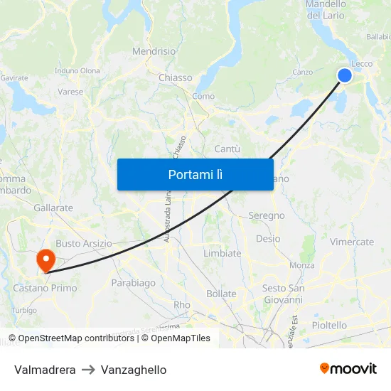 Valmadrera to Vanzaghello map
