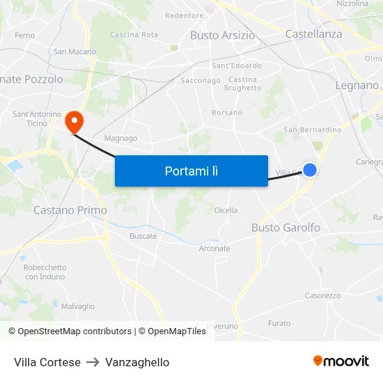 Villa Cortese to Vanzaghello map